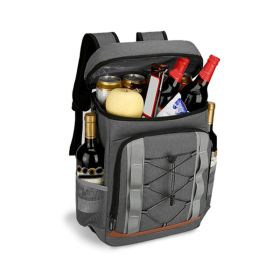 Insulated Cooler Backpack for Picnic Camping Beach Hiking Fishing Travel (Color: Gray, Type: Picnic Backpacks)